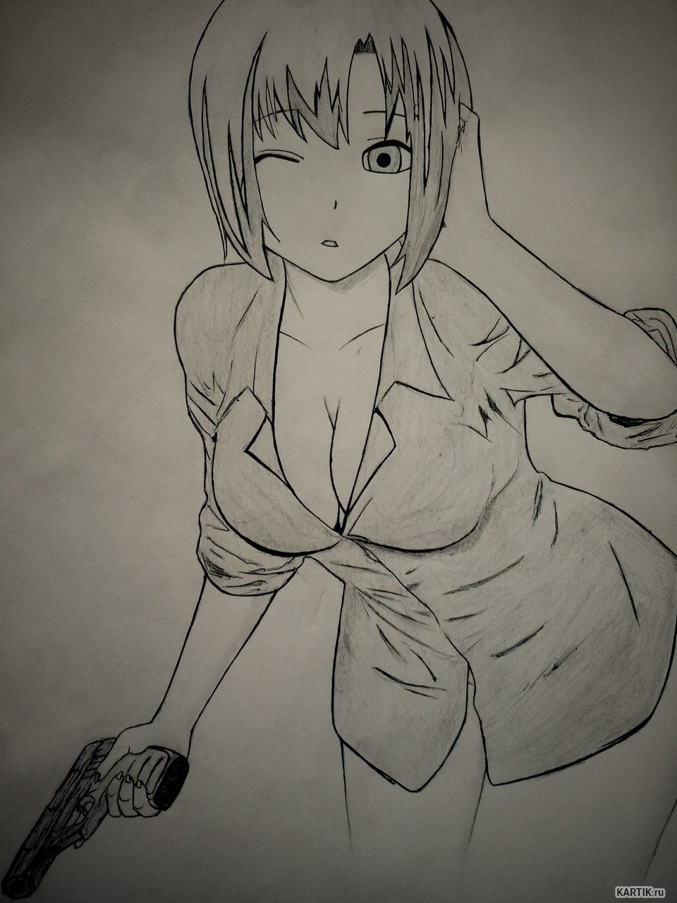 Нарисовать аниме девушку карандашом