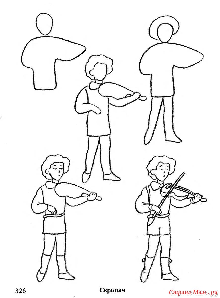 Поэтапное рисование профессий для детей