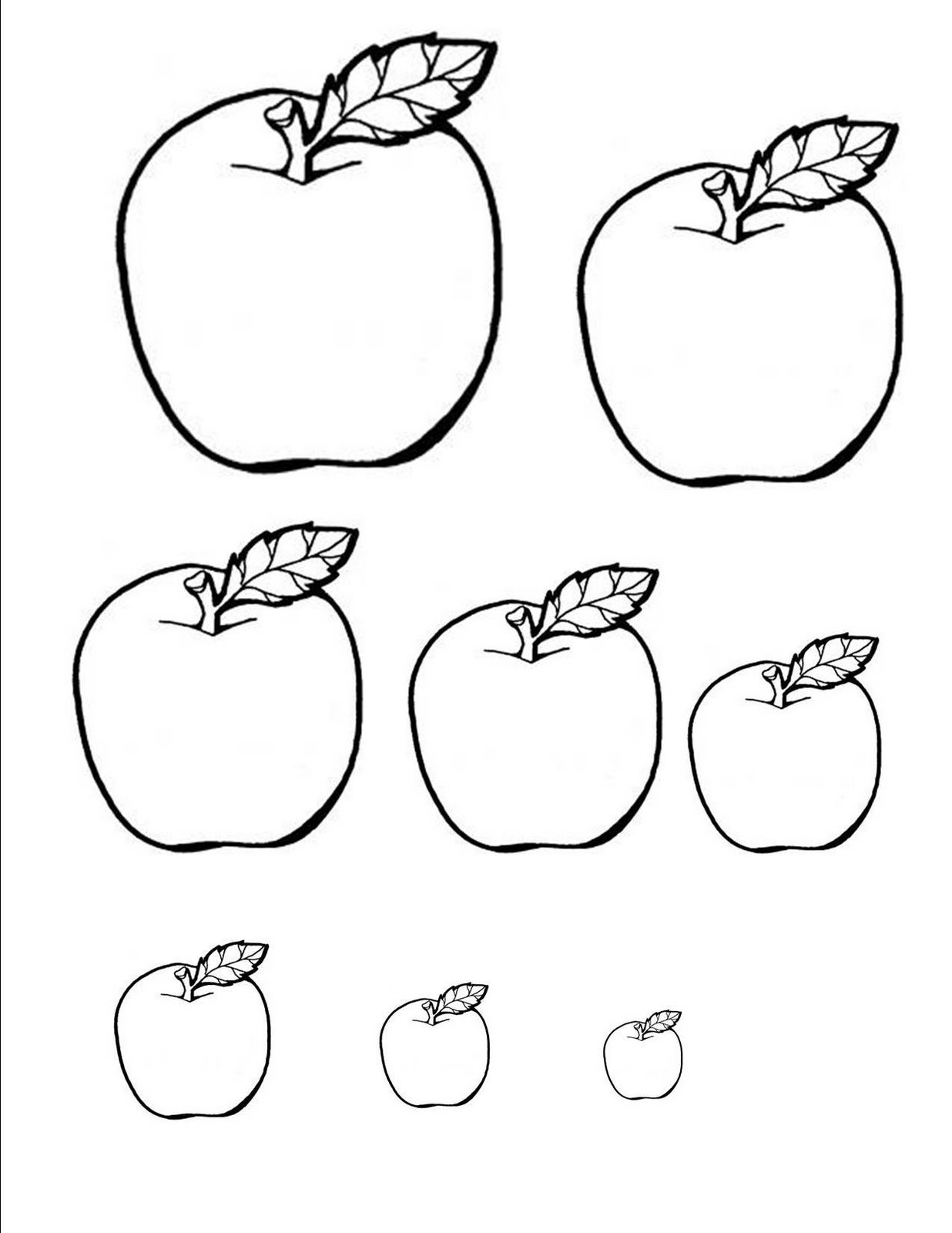 Раскраска большие и маленькие яблоки