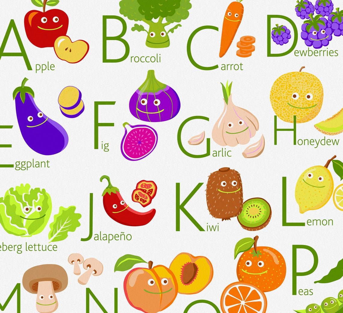 Алфавит фрукты и овощи