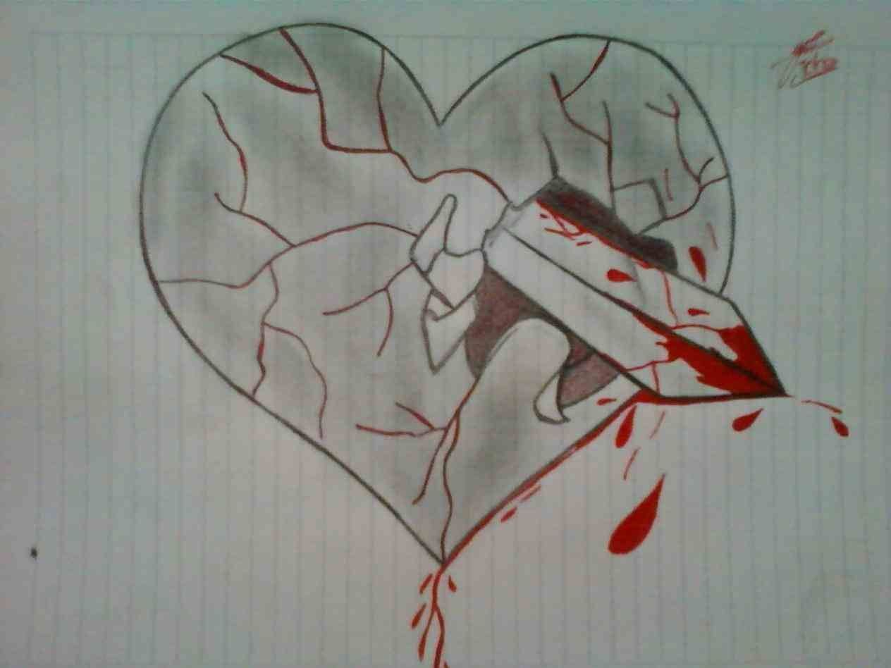 Разбитое сердце карандашом для срисовки