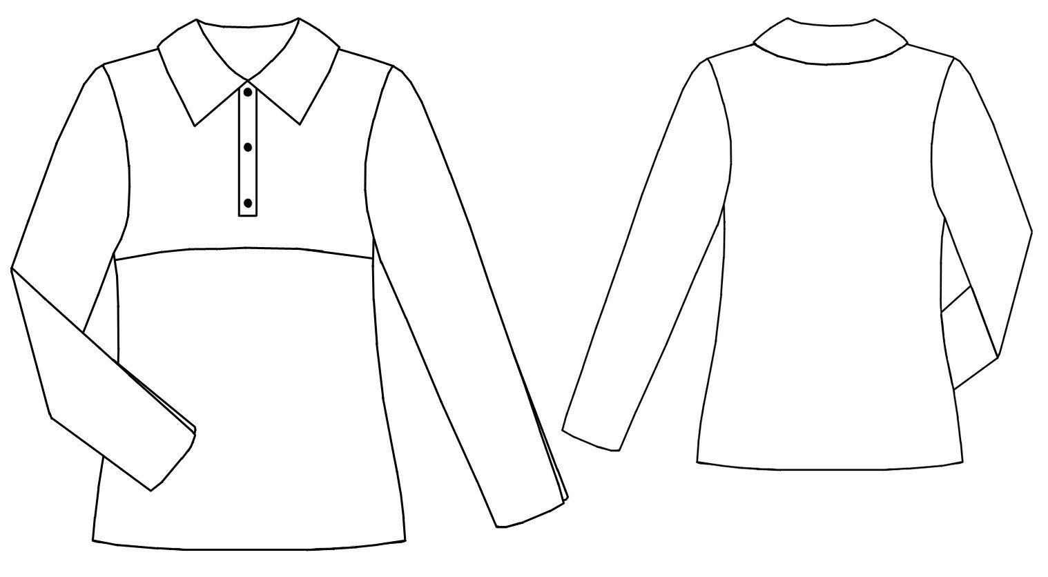 Технический эскиз блузки женской