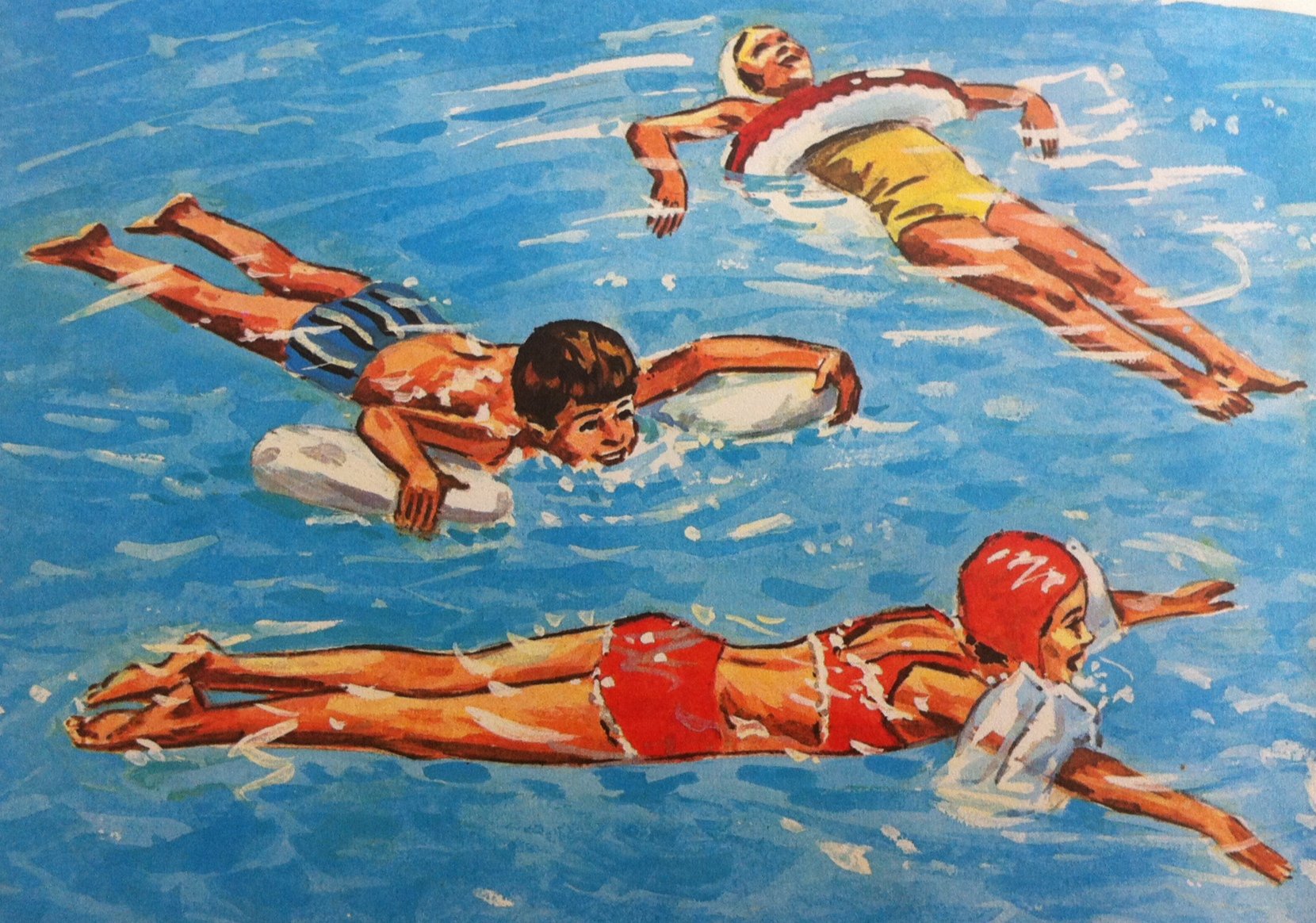 Картина дети в бассейне