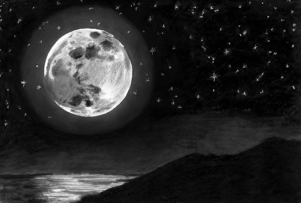Луна Картинки Карандашом