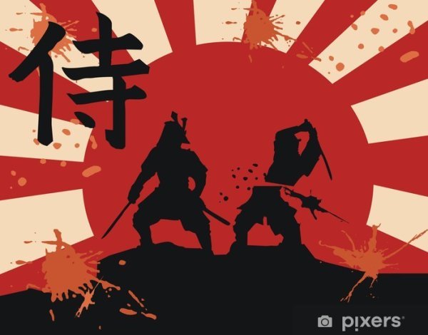 Самурай черно белый