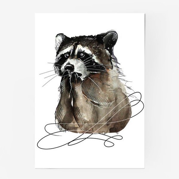 Постер енот в очках