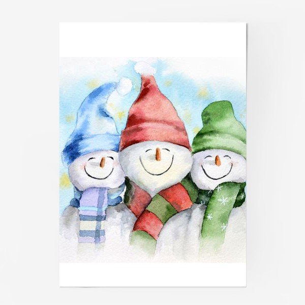 Постер новый год акварель