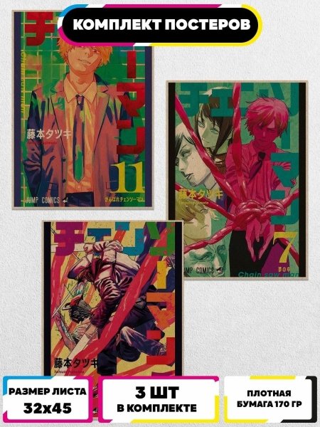 Человек бензопила Манга обложки