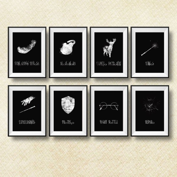 Чёрнобелые плакаты Гарри Поттер