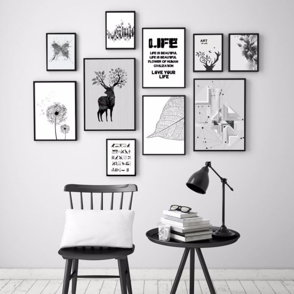Черно-белые постеры для интерьера
