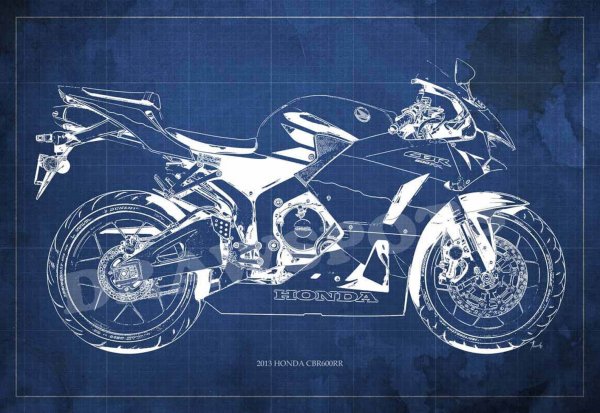 Чёрно-белые постеры мотоцикл