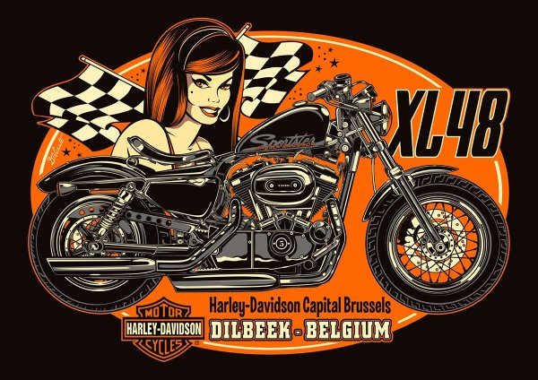 Постер мотоцикл Харлей Дэвидсон