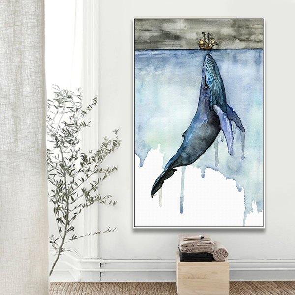 Кит акварелью Постер