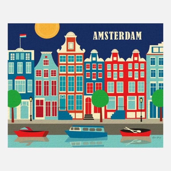 Постер Амстердам черно белый