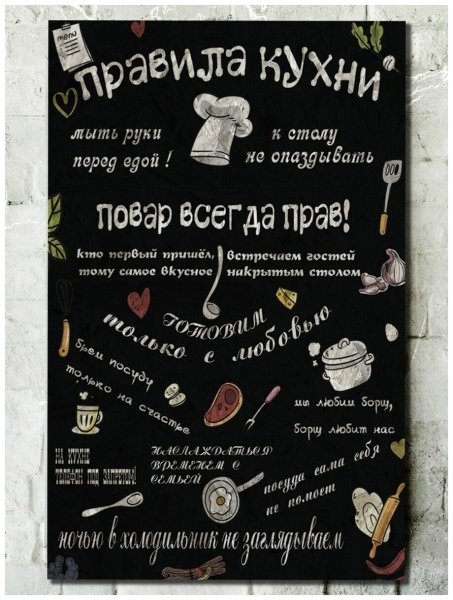 Постер " правила кухни"