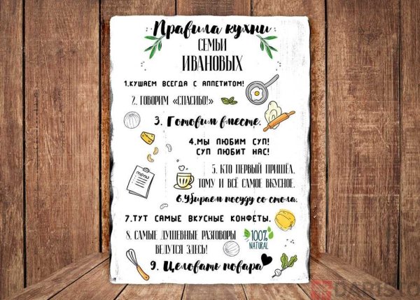 Правила кухни плакат