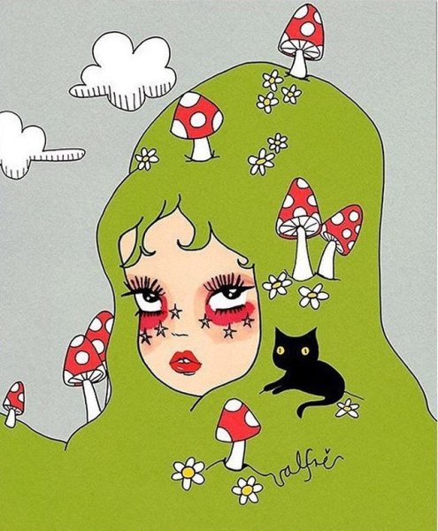 Рисунки в стиле инди КИД мухомор