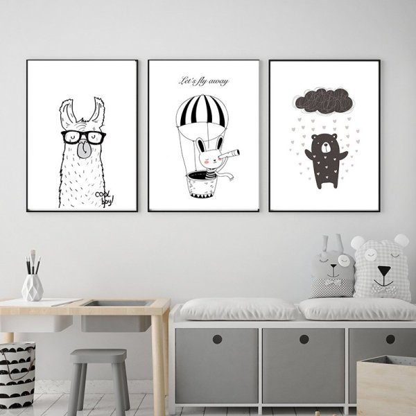 Черно белые постеры в детскую