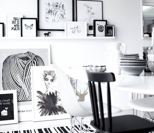 Графика в интерьере черно-белая