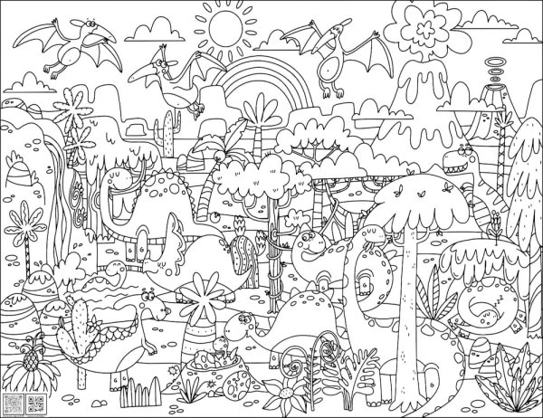 Гигантская раскраска динозавры