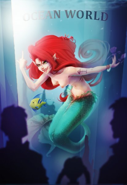 Русалка Ариэль без лифчика