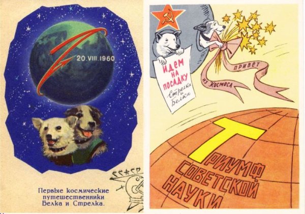 Плакат белка и стрелка 1960