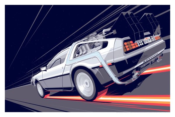 Марти Макфлай арт с Делориан