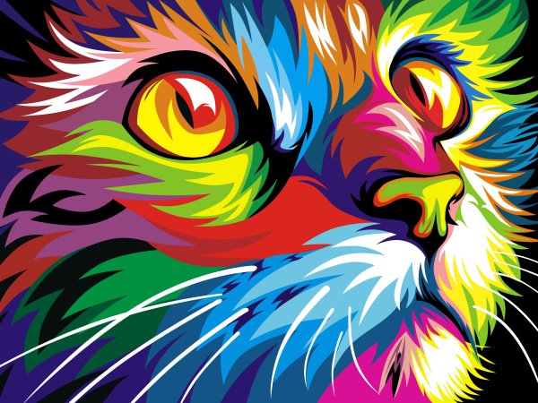 Артвентура картина по номерам "Радужный кот" 16.5x13 см