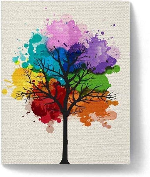 Деревья акварелью на стене