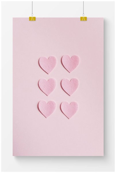 Постеры сердечки розовые