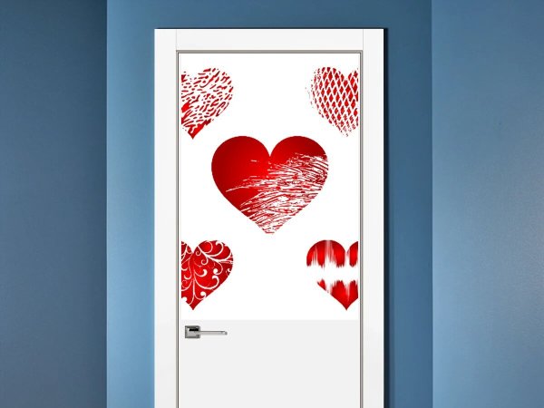 Нежно розовые сердечки хаотично