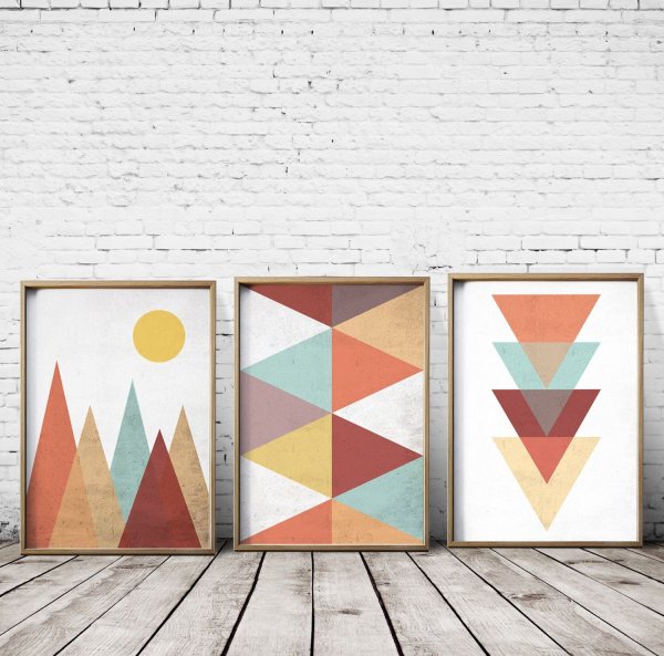 Сканди Постер геометрические фигуры горы