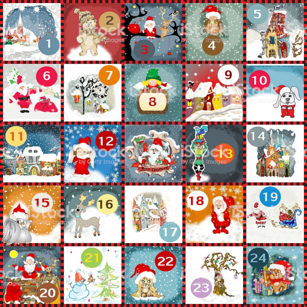 Этикетки новогодние для адвент календаря