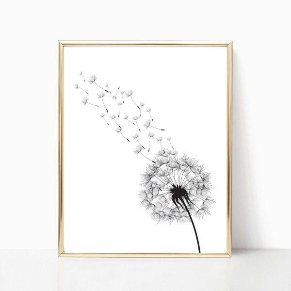 Постер с одуванчиками и кроликом