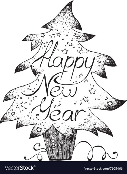 Новогодние надписи черно белые