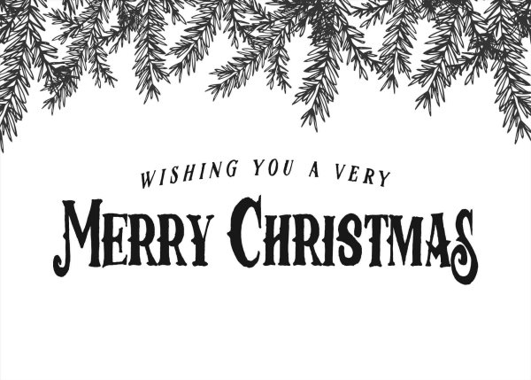 Новогодние надписи черно белые