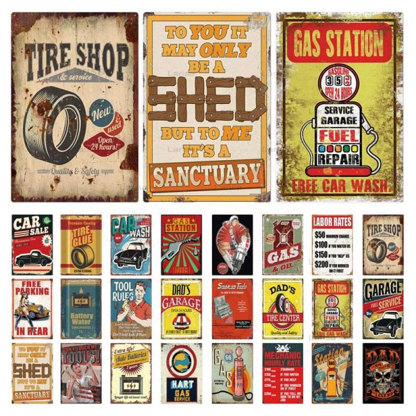 Винтажные металлические таблички бензоколонка