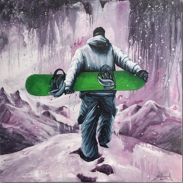 Сноубордисты живопись