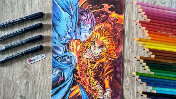 Ренгоку рисунок маркерами