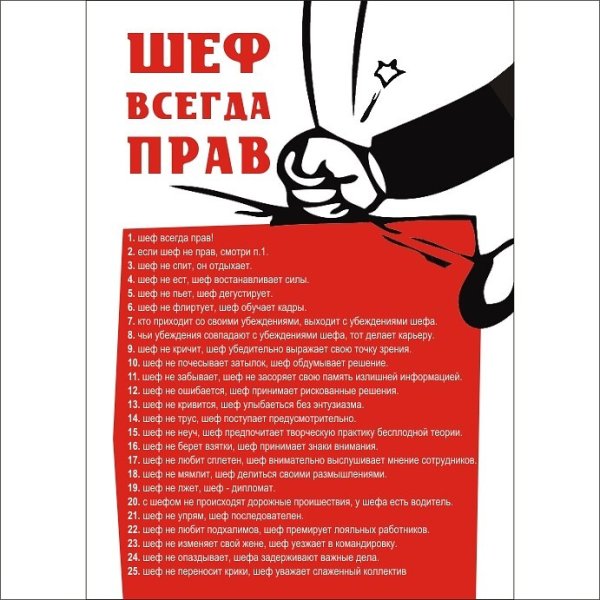 Правила шефа прикольные