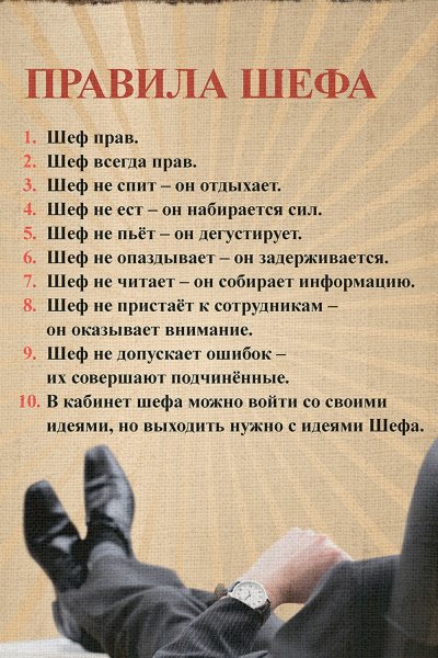 Правила шефа прикольные