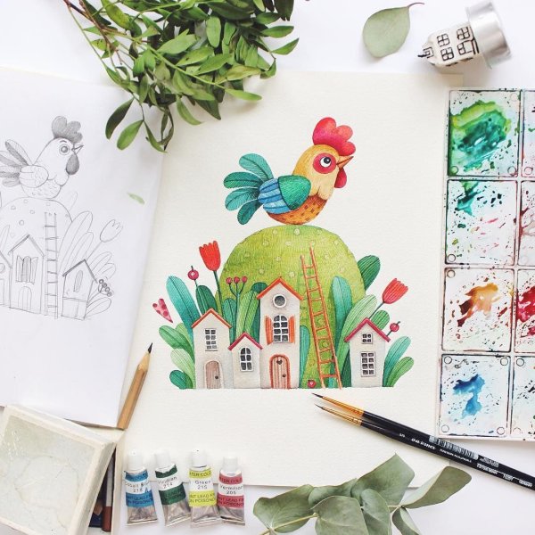 Таня Самошкина акварель