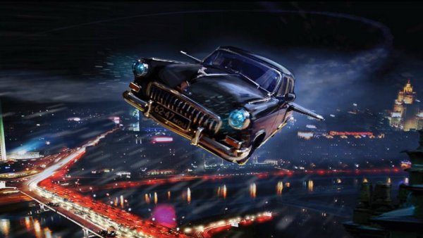 Летающая Волга черная молния