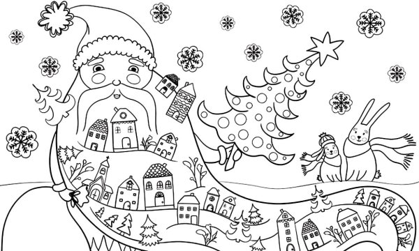 Большая Новогодняя раскраска