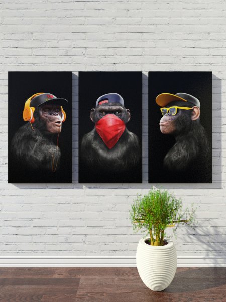 Avalondecor / модульная картина "обезьяны 125х60см"