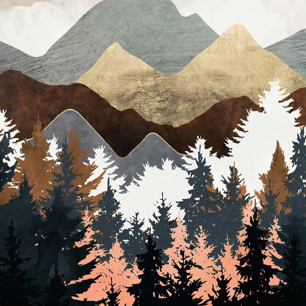 Постер горы акварель