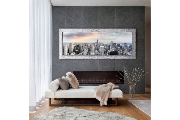 Репродукция в раме с декором утро в Нью-Йорке 168х68 см