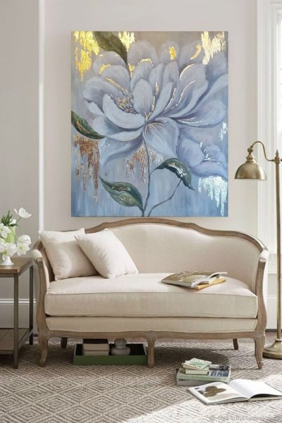 Интерьерная картина пионы с поталью