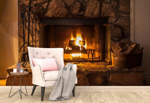 Картина огонь в камине