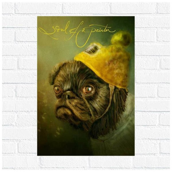 Мопс Постер яркий